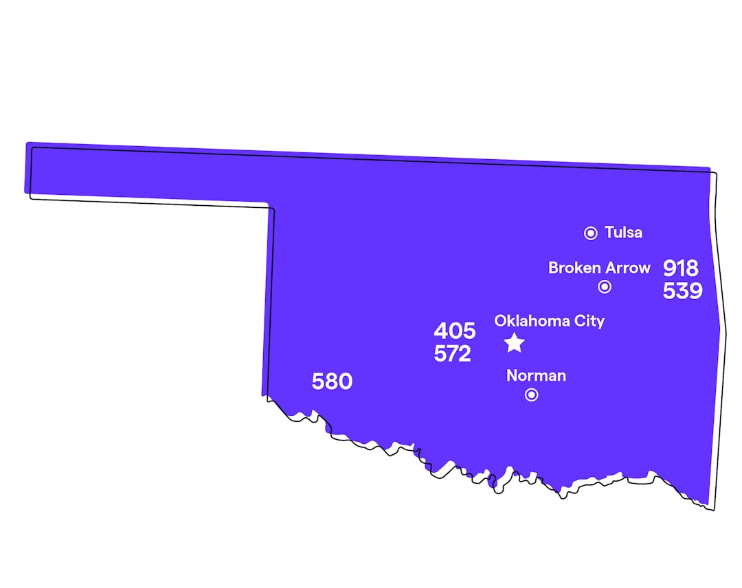 Oklahoma (OK) Phone Numbers: Area Codes 405, 580, 918, 539