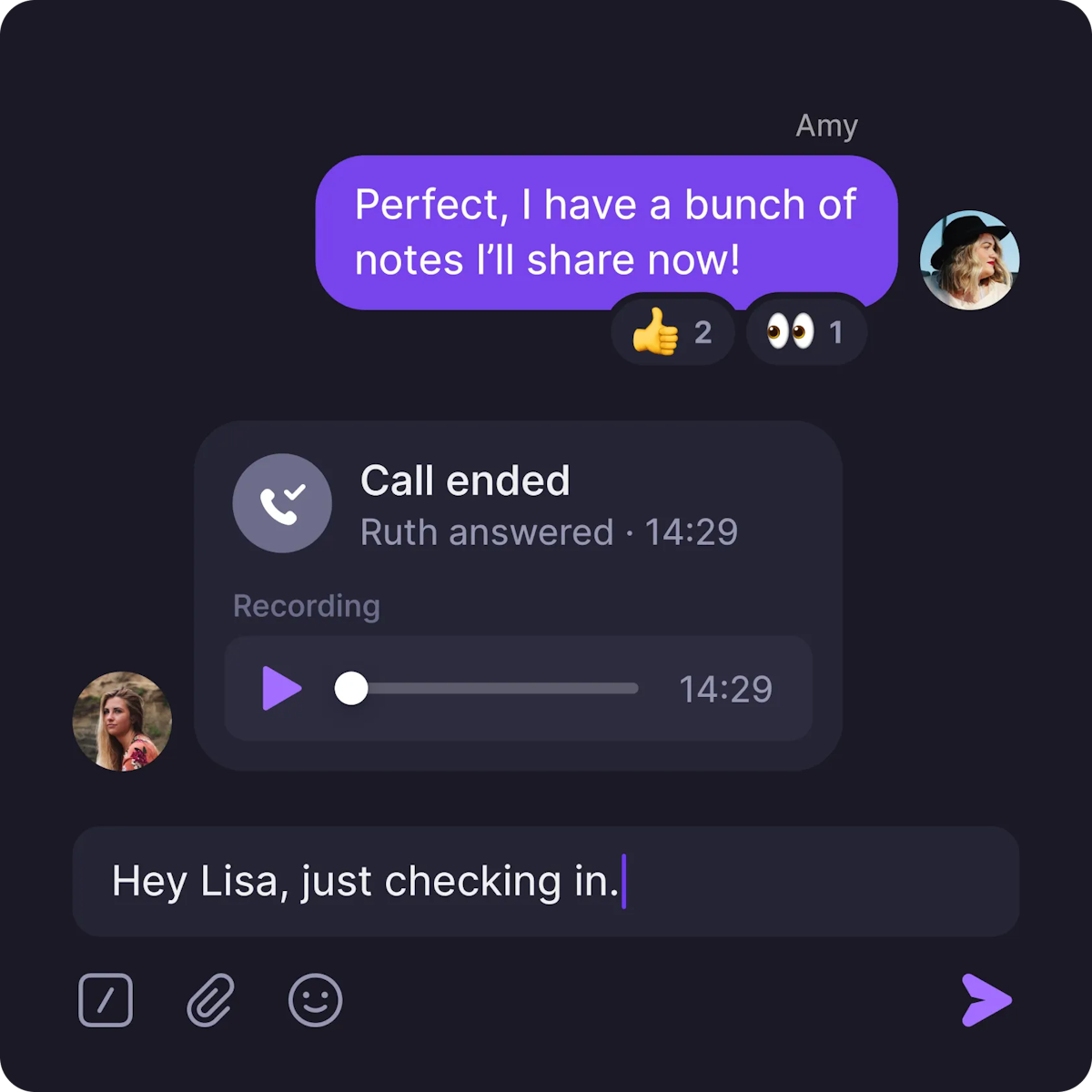 Viewing all calls recordings, voice messages, and texts in a single view with OpenPhone