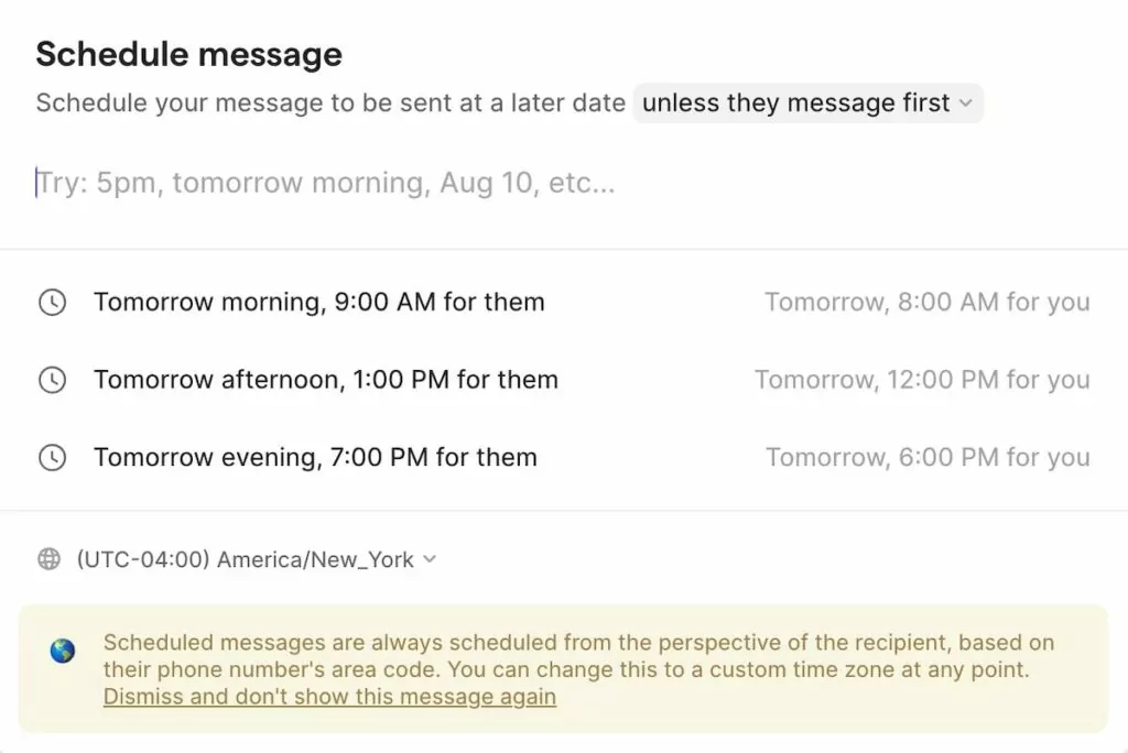 Screenshot of scheduled messages