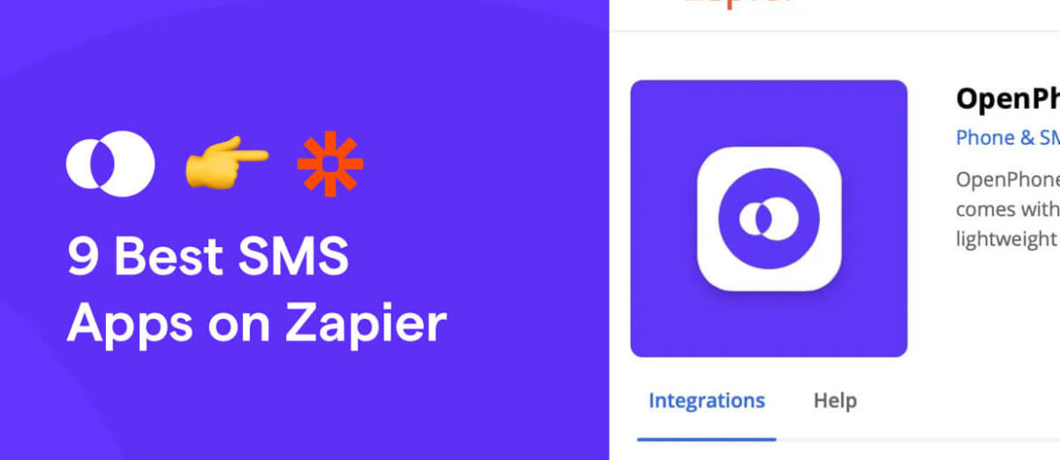 A graphic that reads, "9 Best SMS Apps on Zapier"