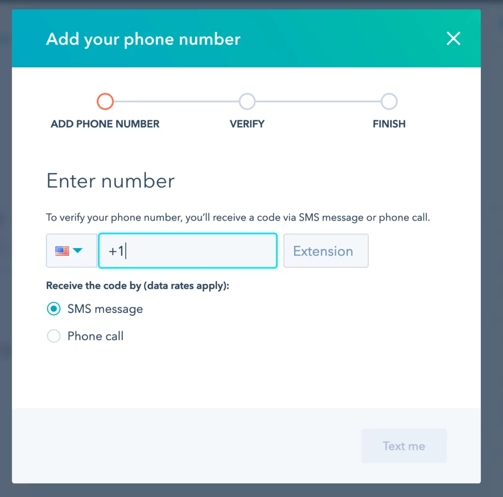 Verifying phone number in HubSpot via a SMS message or phone call