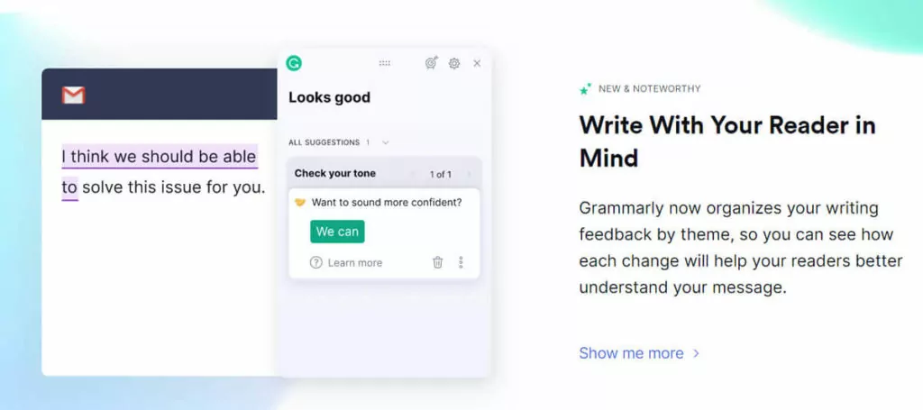 Communication solutions: Screenshot of Grammarly