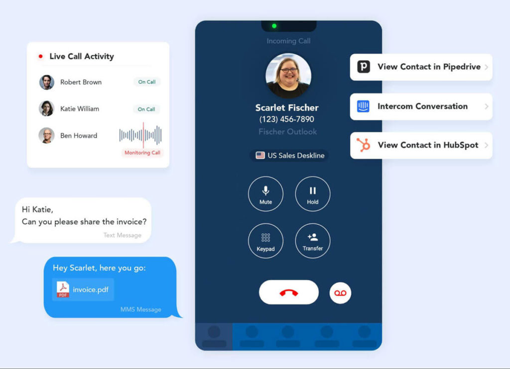 Screenshot of the JustCall app