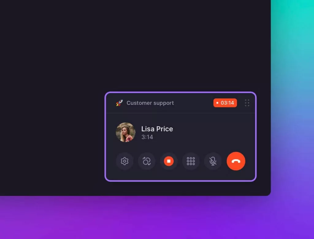 Screenshot of the OpenPhone call recording feature