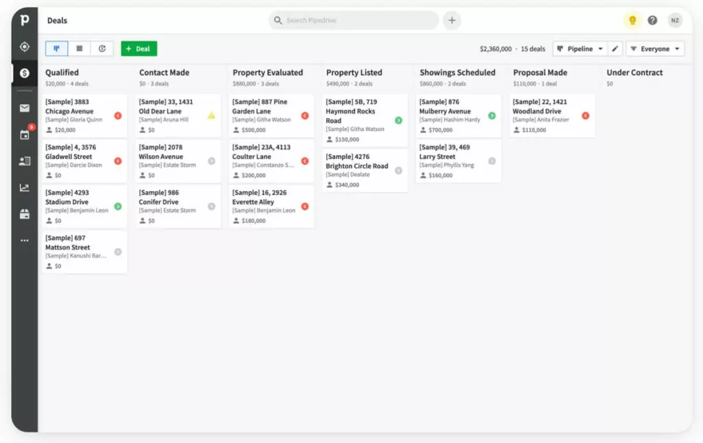 Sales tools: A screenshot of Pipedrive's CRM app