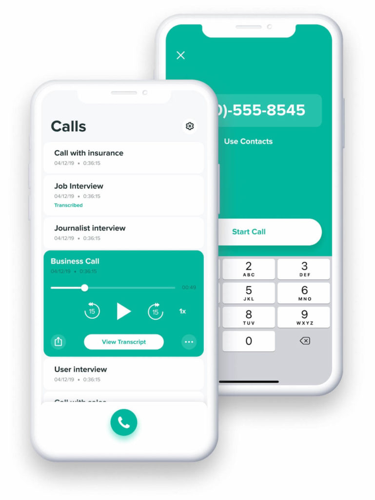 Best call recorder app: Screenshot of the Rev Call Recorder app