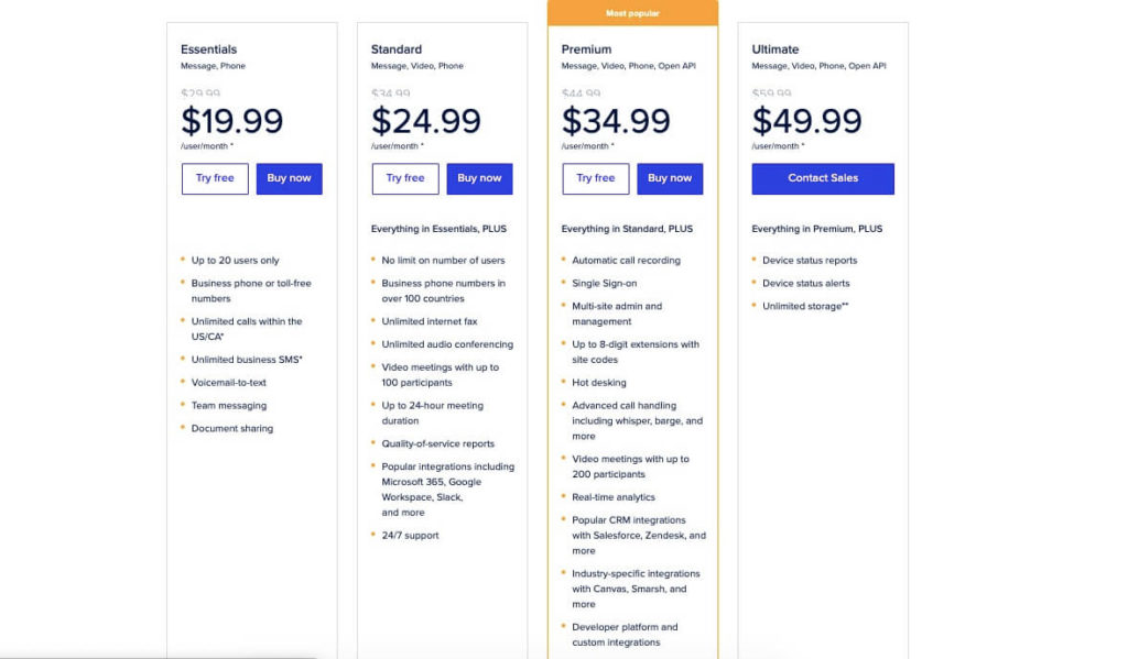 Dialpad vs RingCentral: pricing options for RingCentral app