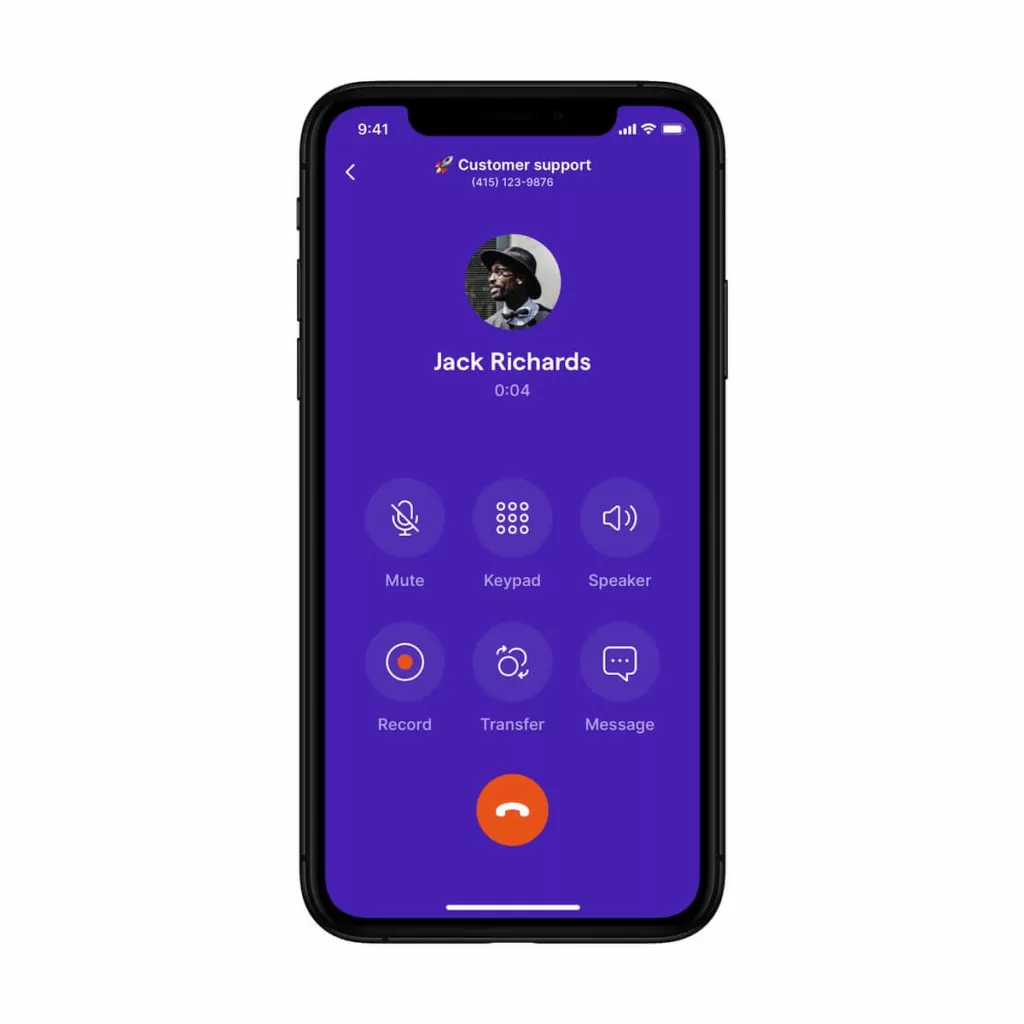 Pros and cons of WiFi calling: The OpenPhone mobile app's call screen