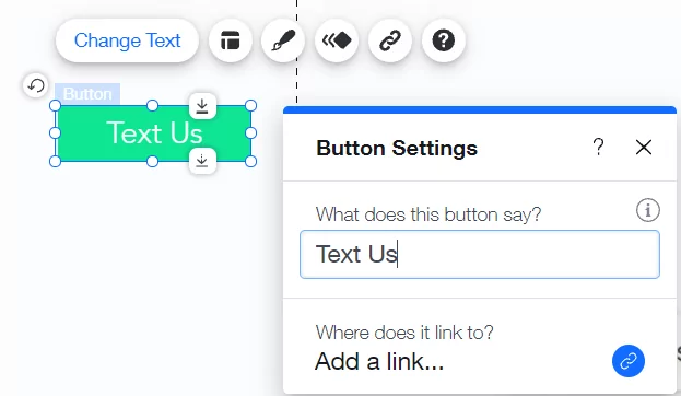 Adding an SMS text us button to a website using Wix