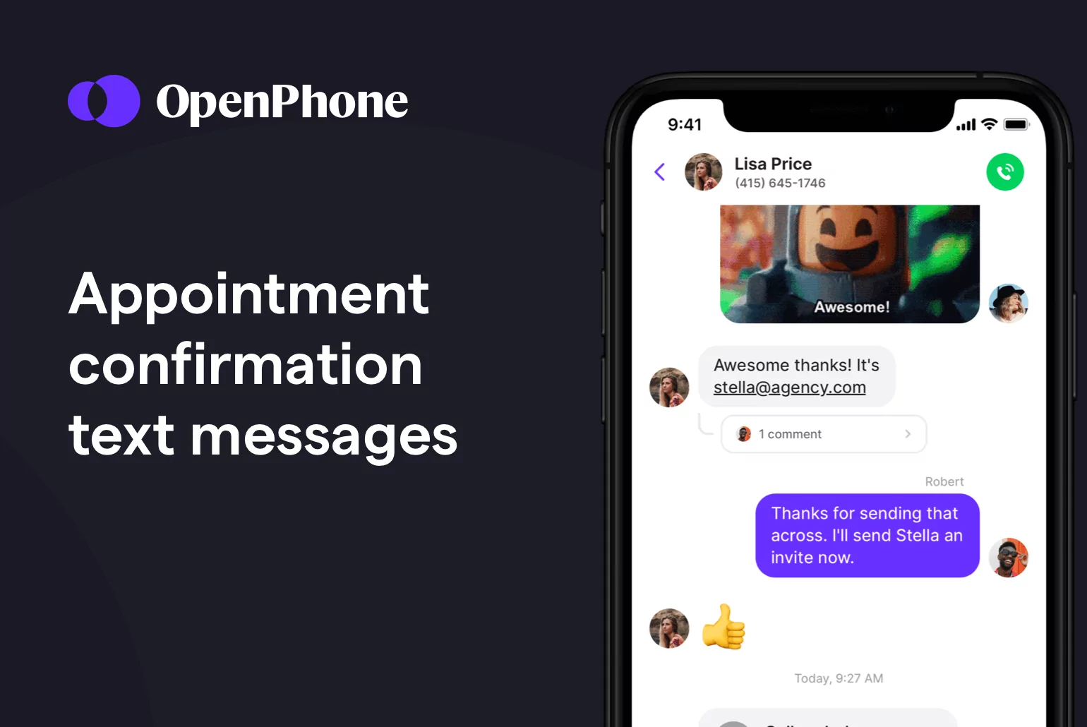 Appointment confirmation texts