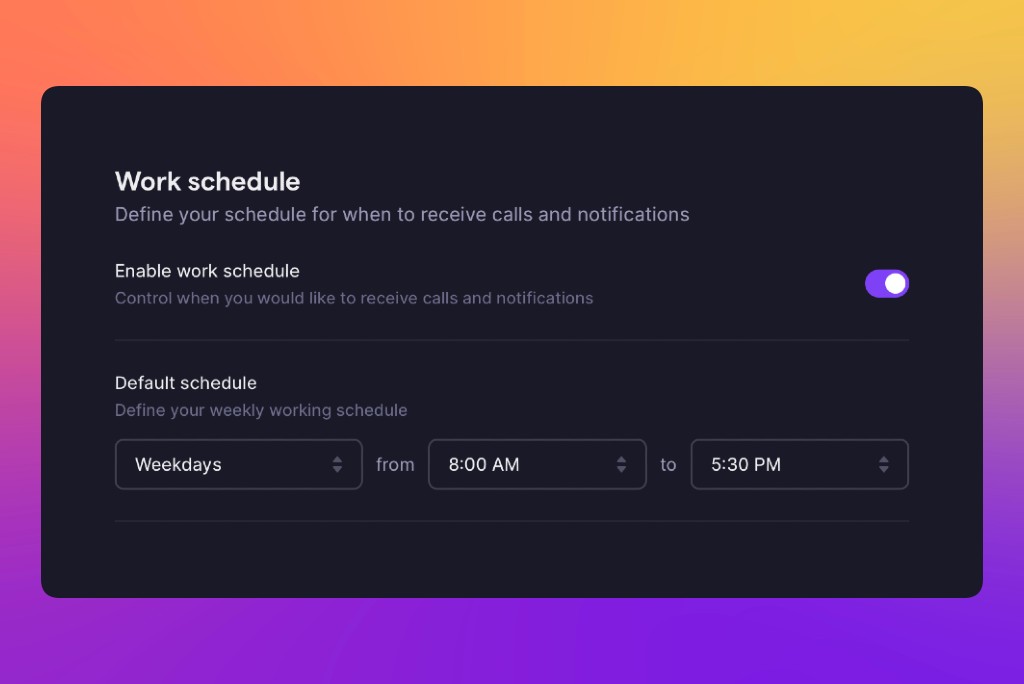 Adding work schedule in OpenPhone
