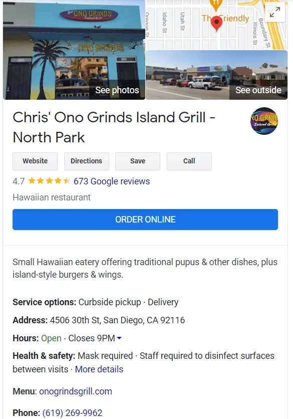 Clickable call link from a Google my Business listing