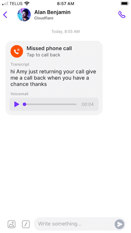 Voicemail transcription in OpenPhone
