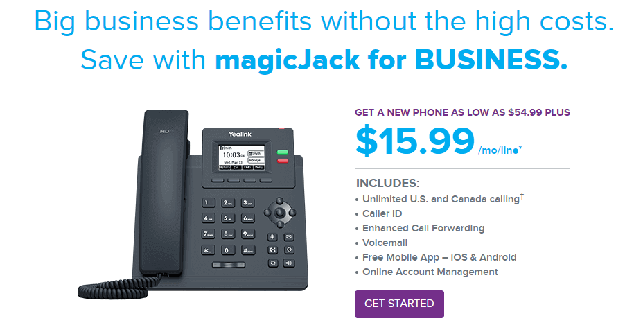 magicJACK vs Vonage: magicJack for business pricing from their website