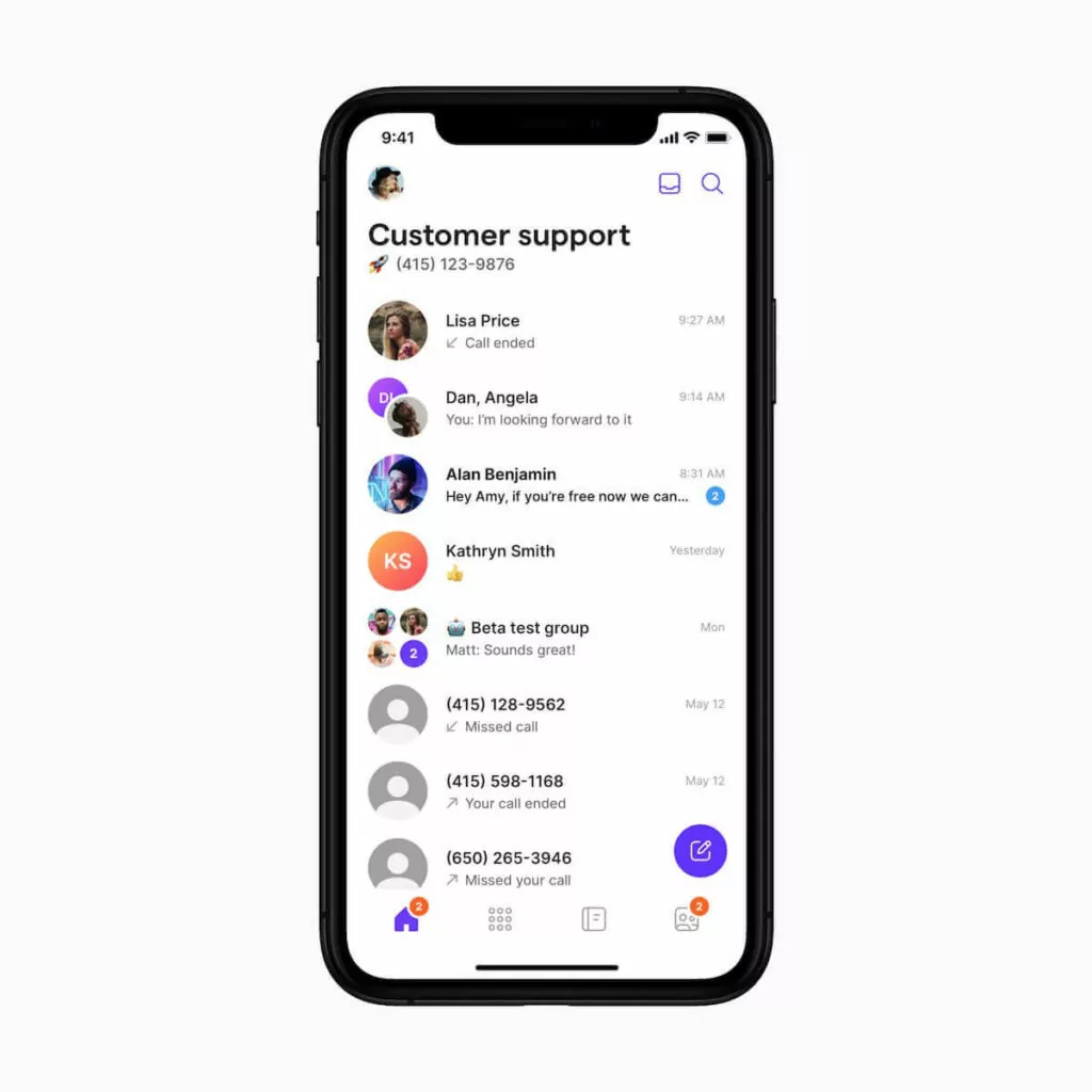 Screenshot of OpenPhone team communication