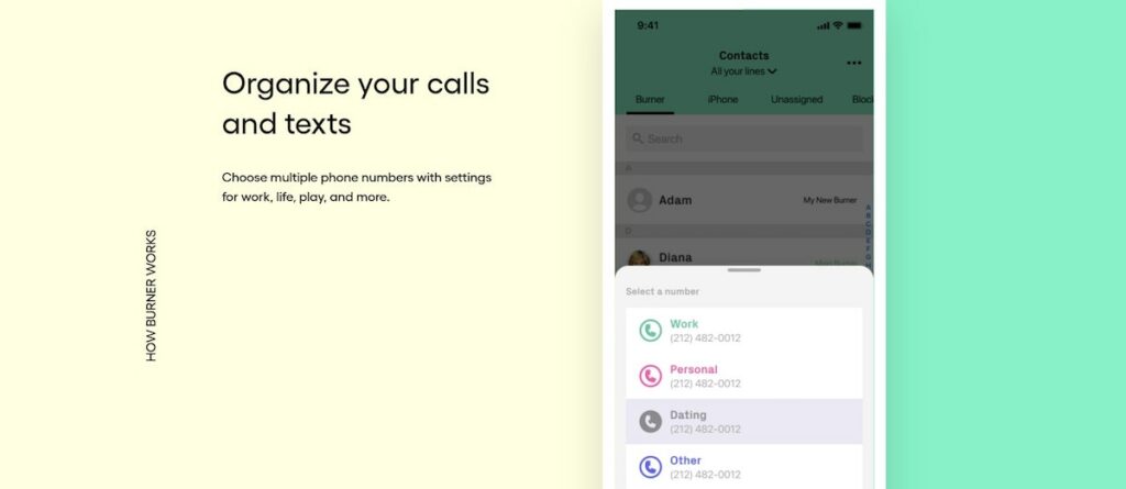 Organize your calls and texts with Burner.