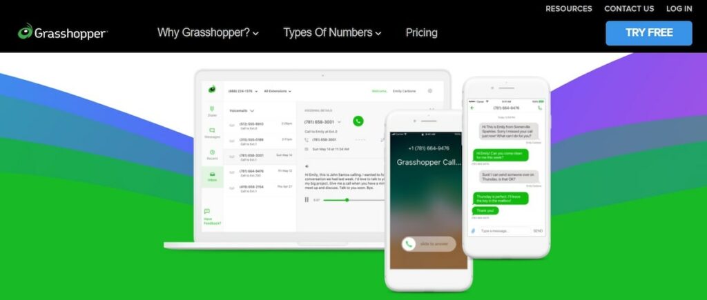 Comparison of the top second phone number apps: Grasshopper