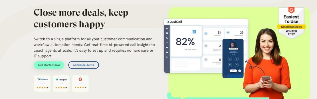 Close more deals and keep customers happy with JustCall.