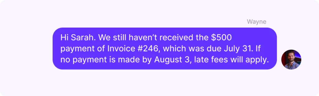 Late payment reminder message text example