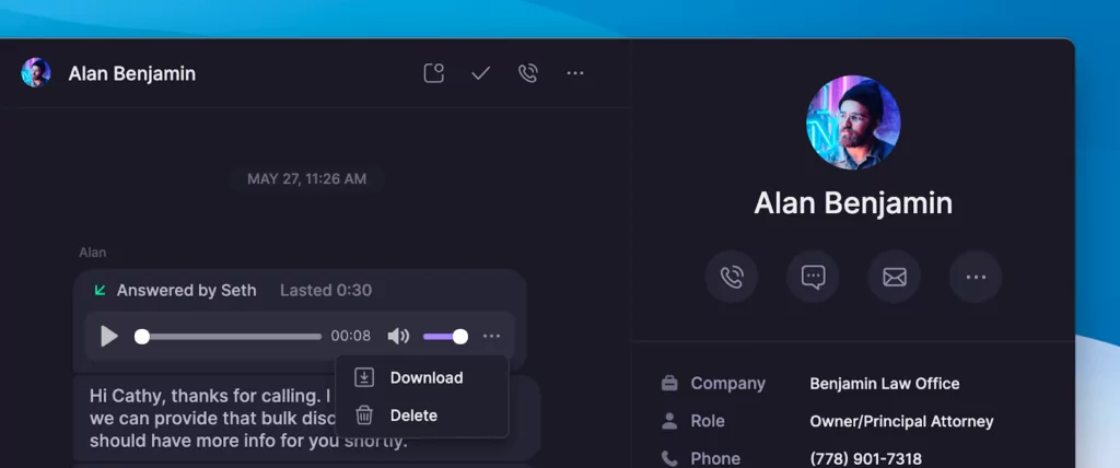 Download call recording from the OpenPhone desktop app