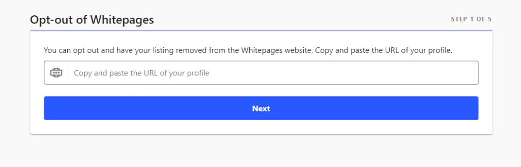 Opting out of personal number being shown on the Whitepages website