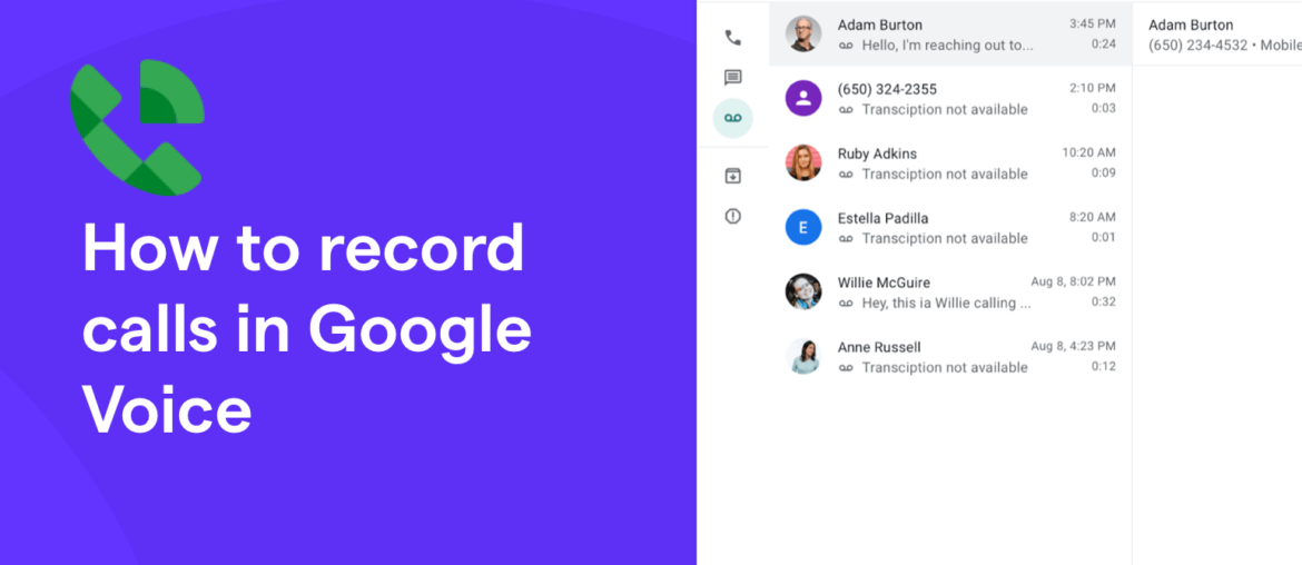 Google voice record call