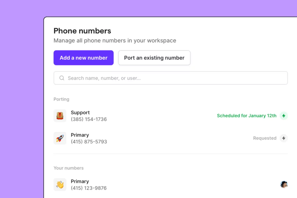 Phone number porting from the desktop app of OpenPhone's business phone system