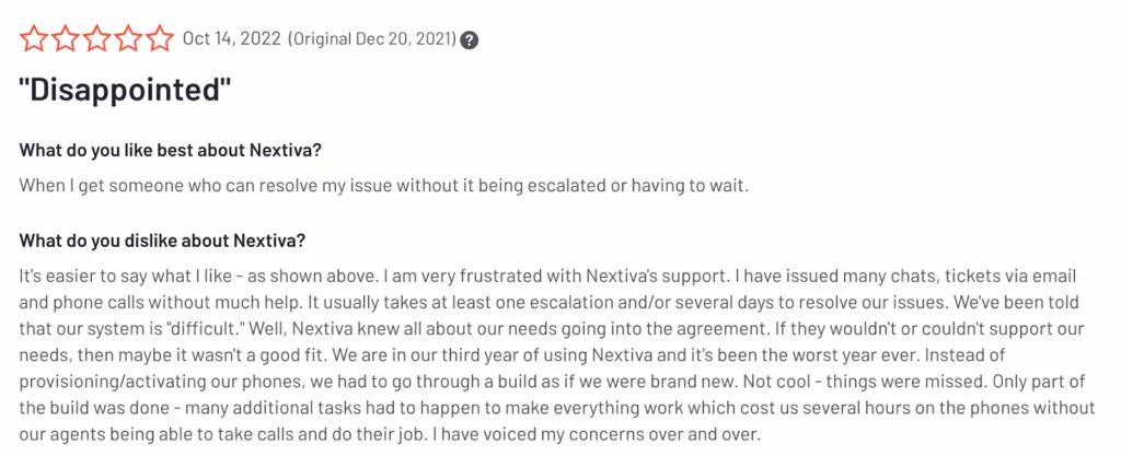 Nextiva review on G2
