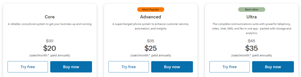 VoIP phone Canada: RingCentral pricing