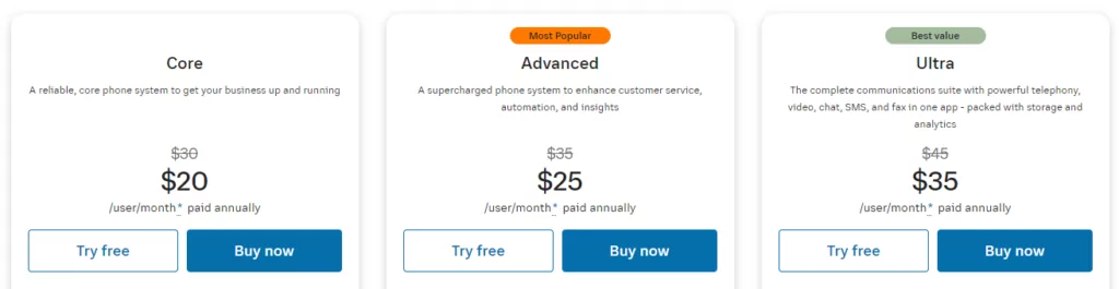 Get US number: RingCentral pricing