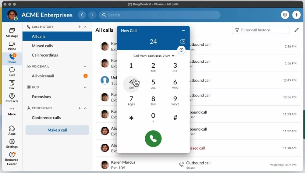 Remote phone systems: RingCentral app