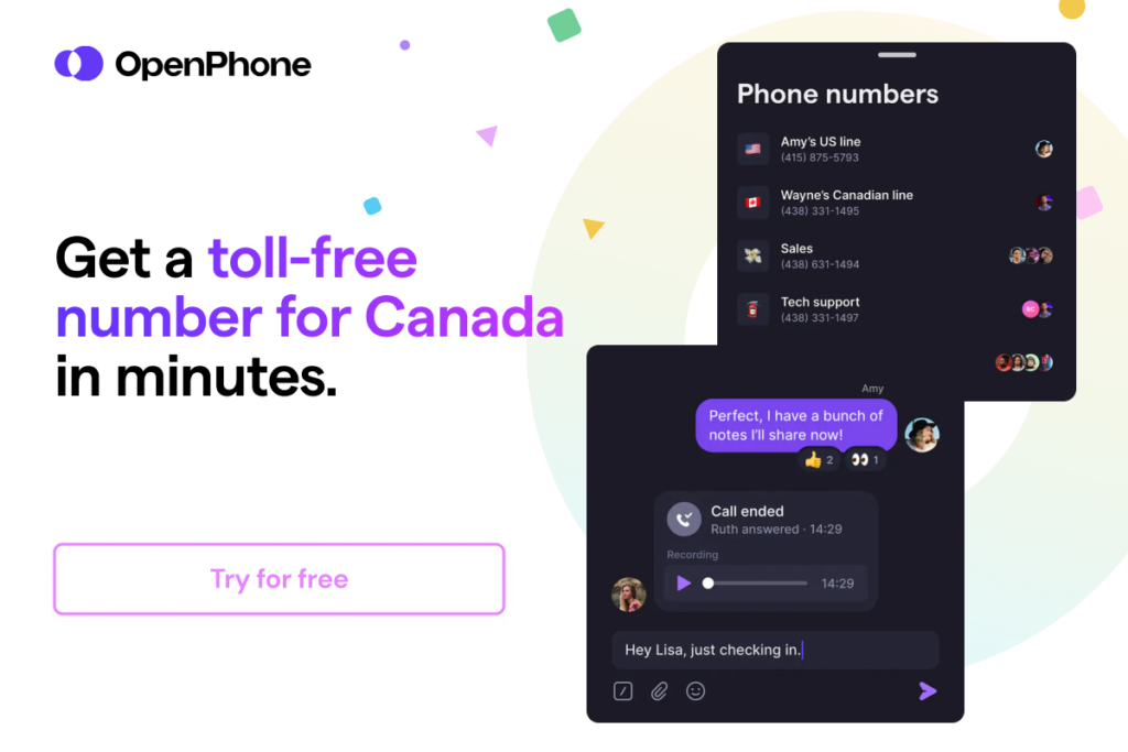 Get a toll-free number for Canada with OpenPhone