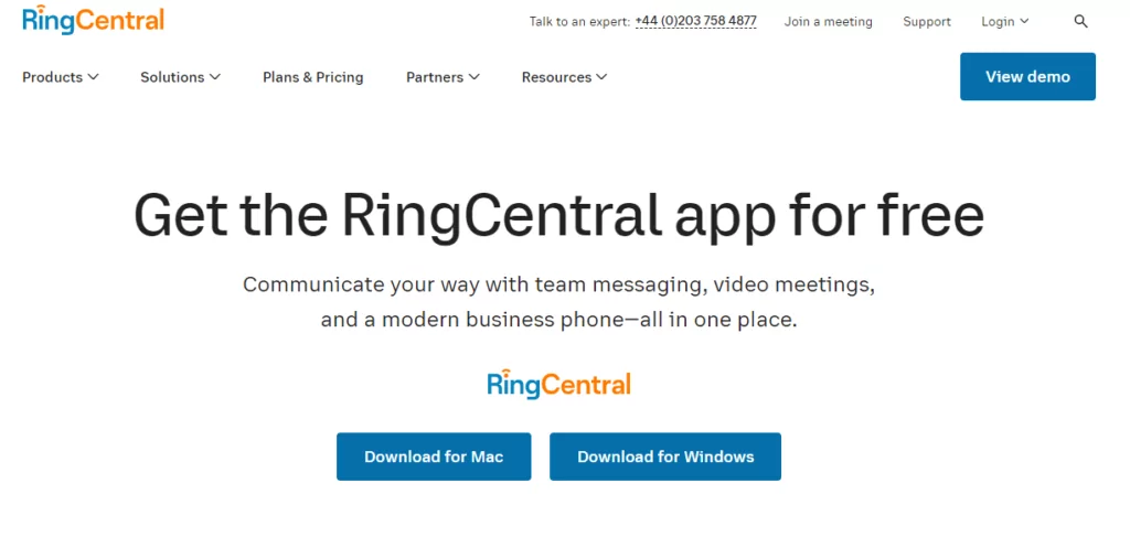 How RingCentral works: RingCentral download page