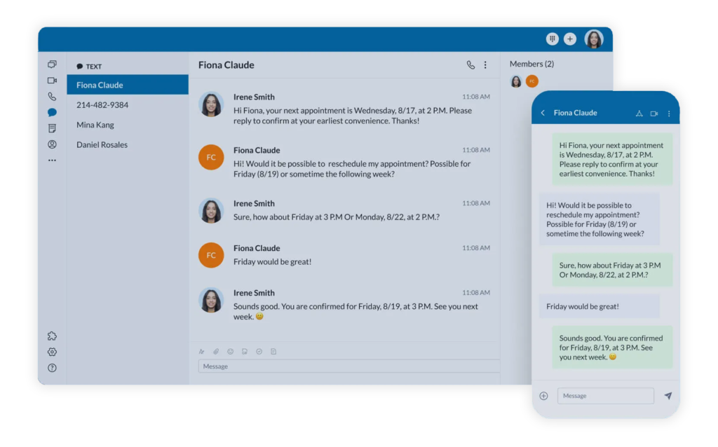 How RingCentral works: Text messaging in the mobile and desktop apps