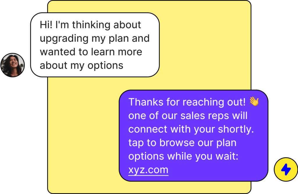 sales auto-reply text example