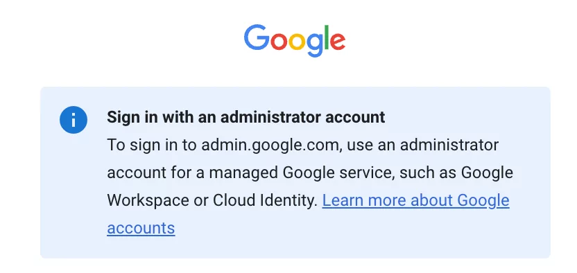 Google phone number for business: warning to sign in as admin when trying to sign up for Google Voice 