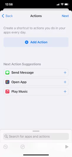 Creating an action that automatically sends a text message on iPhone