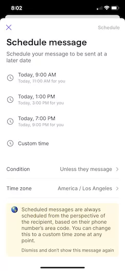 Adjust date and time for when a scheduled text on an iPhone will go out 