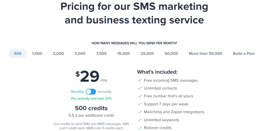 SimpleTexting pricing