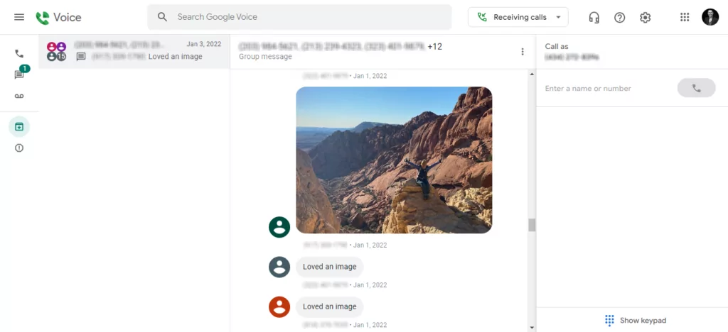 Google Voice send MMS: Example of an image received by a Google Voice number