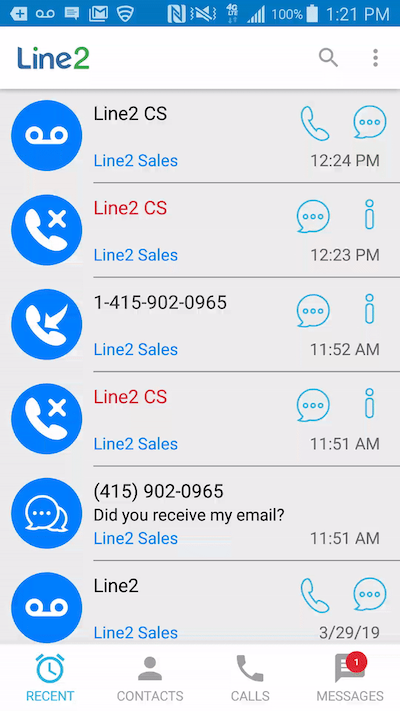 Line2 mobile app for an alternate phone number