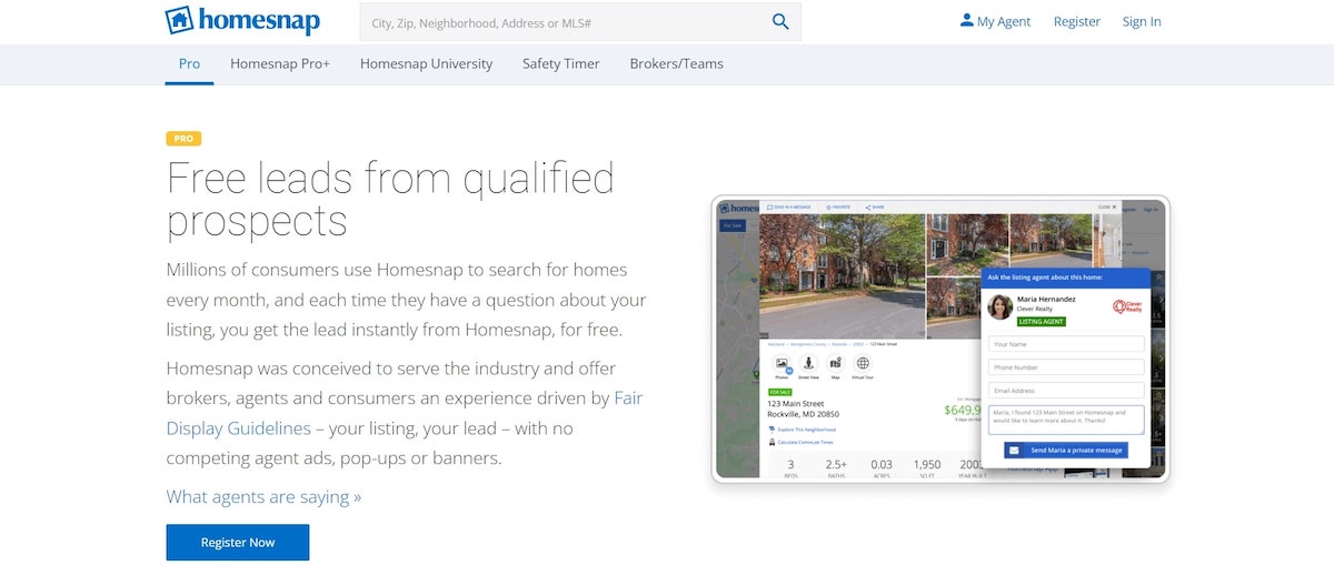Real estate agent software: Homesnap Pro