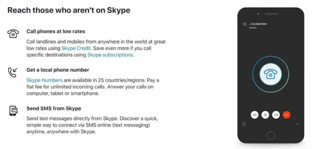 Call phones at low rates and get a local phone number with Skype.