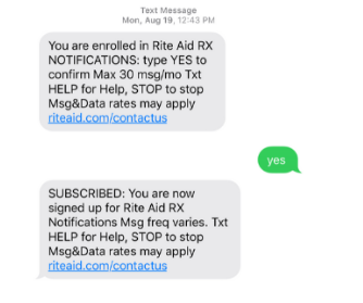 TCPA compliance checklist: Double opt-in text example