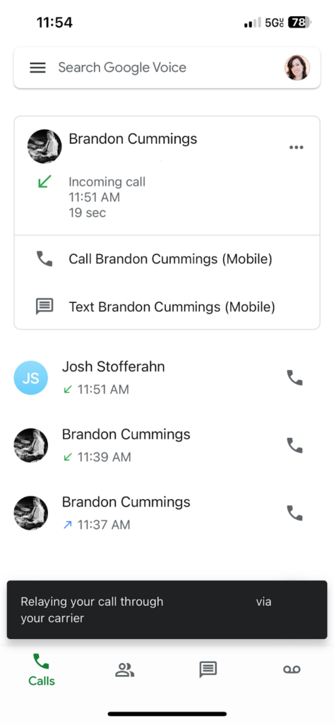 Google Voice three-way calling: Using the Google Voice mobile app to start a conference call