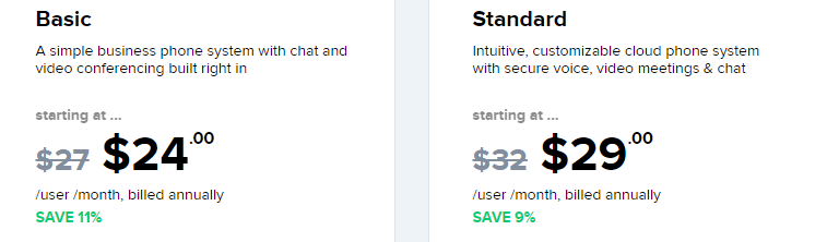 GoTo Connect pricing table
