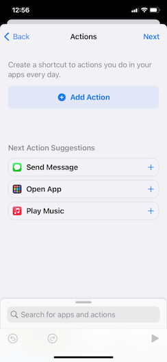 Creating an action that automatically sends a text message on iPhone