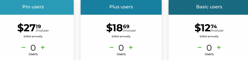 Phone.com pricing table