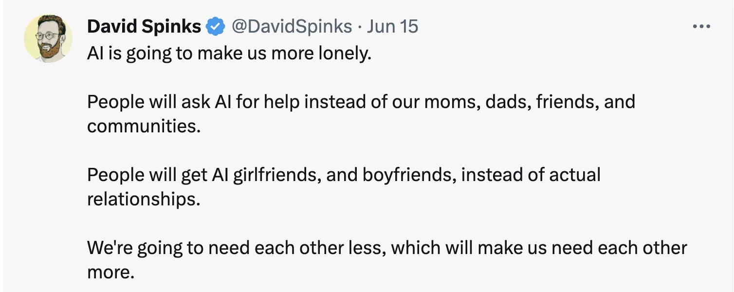 Tweet from David Spinks that reads, 