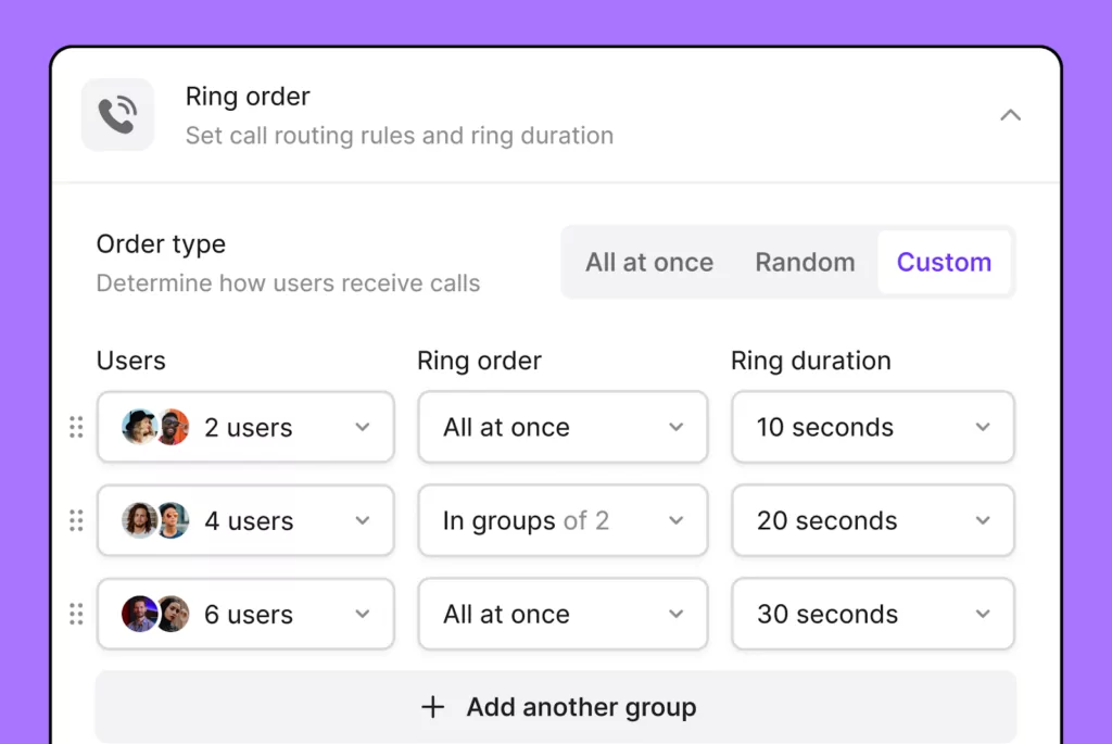 Set a custom ring order for call forwarding